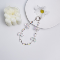 ins風冰透蝴蝶結手機鏈水晶鑰匙鏈直播熱賣款