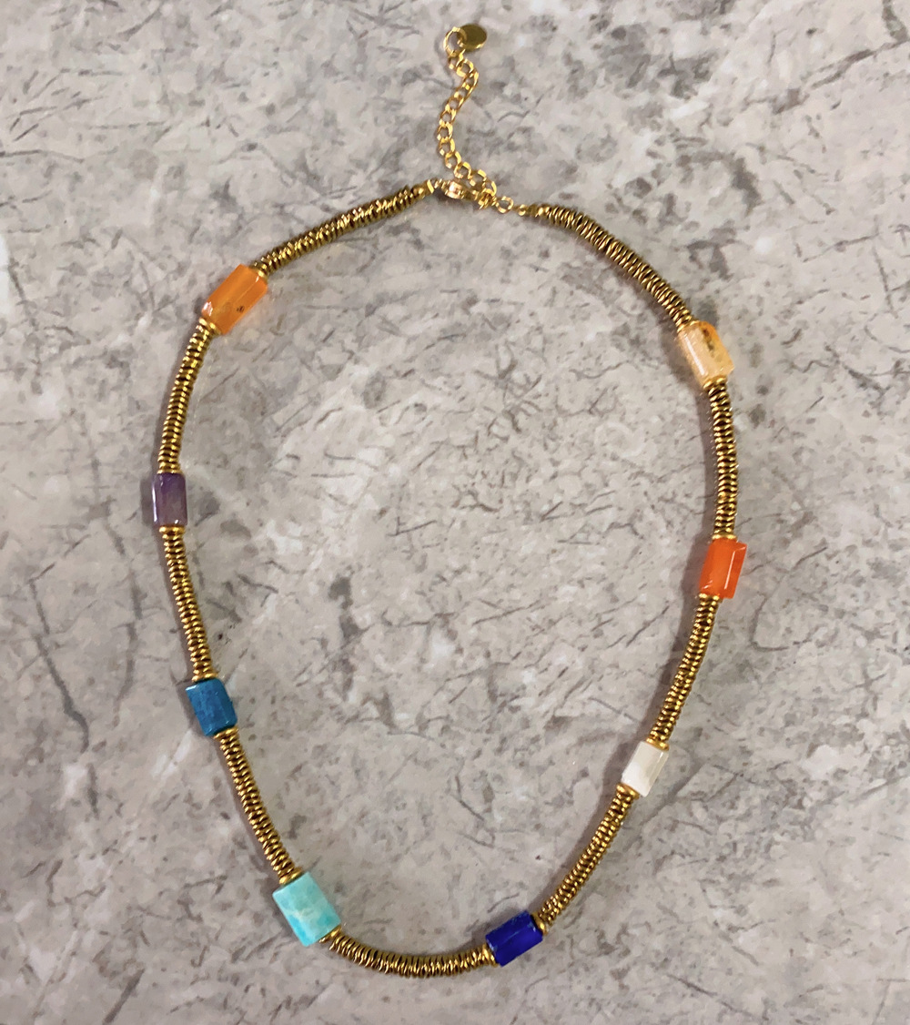 1 Piece Quantity Daily Occasion Retro Color Block Pearl Titanium Steel Plating Necklace 1 Piece