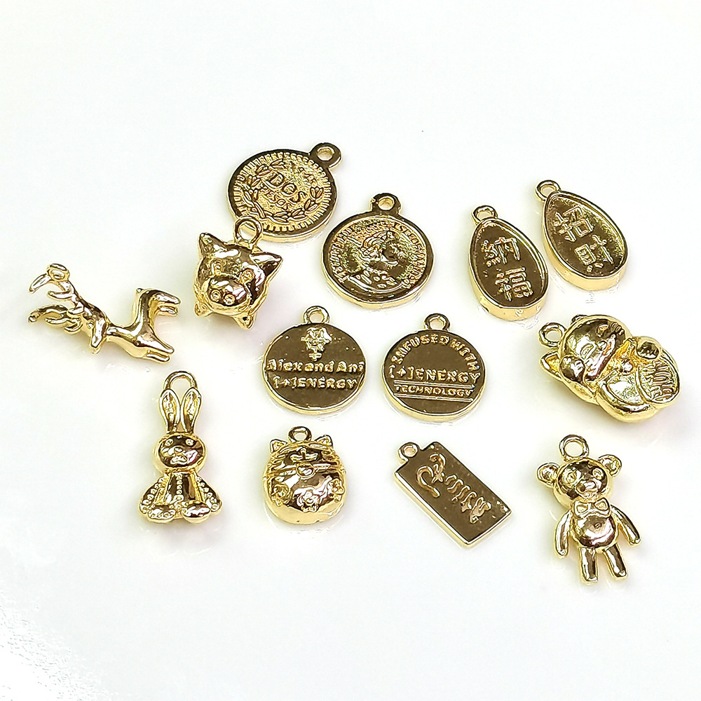 10 Pièces/Paquet Le Cuivre Animal Rond Lettre Pendentif display picture 1