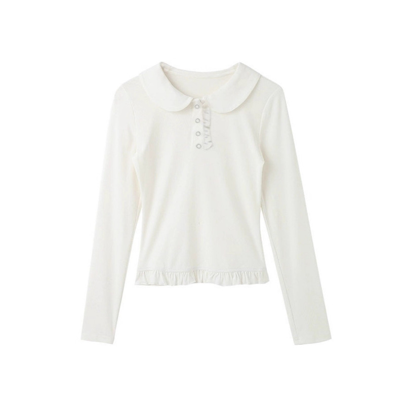 Sweet Style White Doll Collar Inner Layering Shirt for Women Early Autumn Lace Slim Design Long-Sleeved T-Shirt Top Sweet Style White Doll Collar Inner Layering Shirt for Women Early Autumn Lace Slim Design Long-Sleeved T-Shirt Top