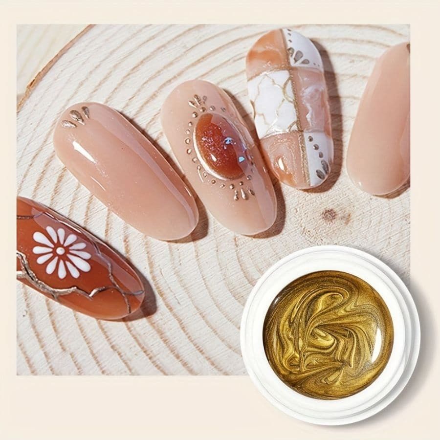 Arte de uñas de alta densidad dibujo línea pegamento gancho borde pintura flor pintado platino pegamento espejo metal oro plata Negro Blanco Flash