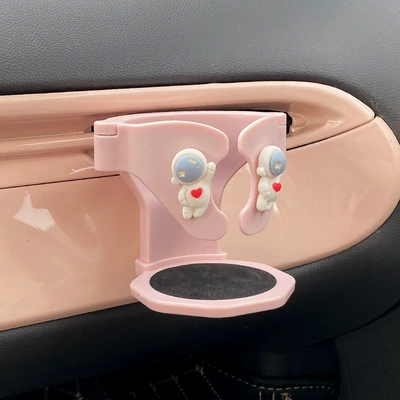Female-Friendly Interior Decoration, Car cup holder/beverage holder - love-astronaut-water-cup-holder-pink