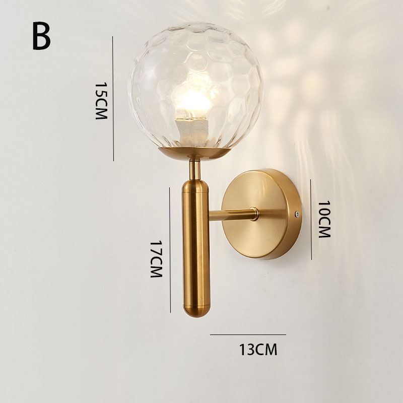 Lámpara de Pared Interior para Pasillo de Aluminio y Vidrio con Interruptor de Perilla para Dormitorio y Balcón