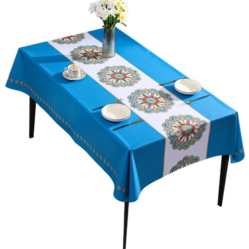 Wholesale Waterproof Oil-Proof Embroidered Tablecloth with PVC Fabric, Square, with Yarn, Cross-Border
