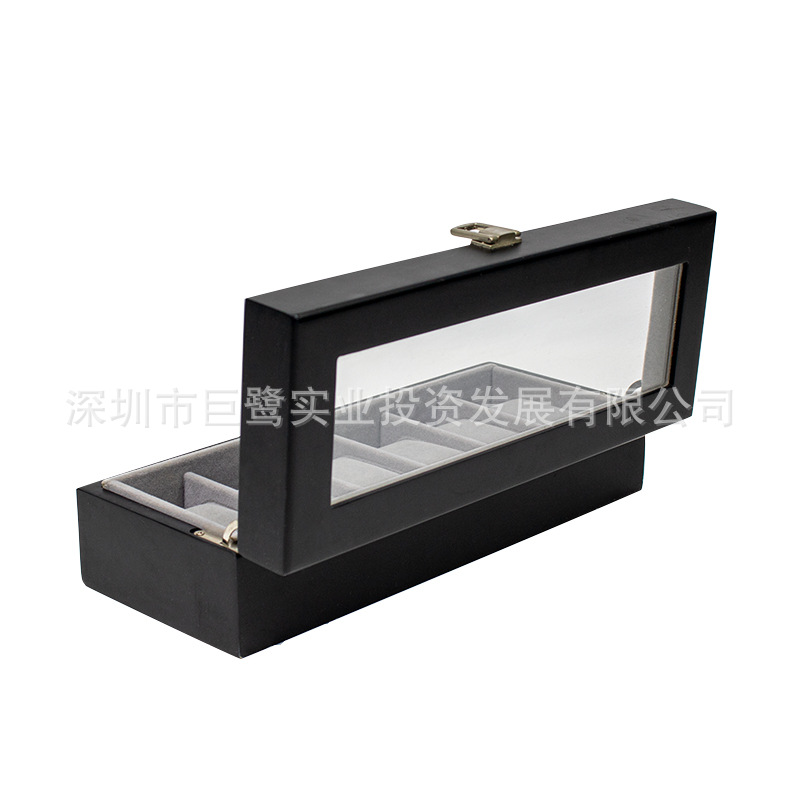 Painted Black Watch Box Window Watch Bracelet Storage Box 6 Slot Storage Gift Box