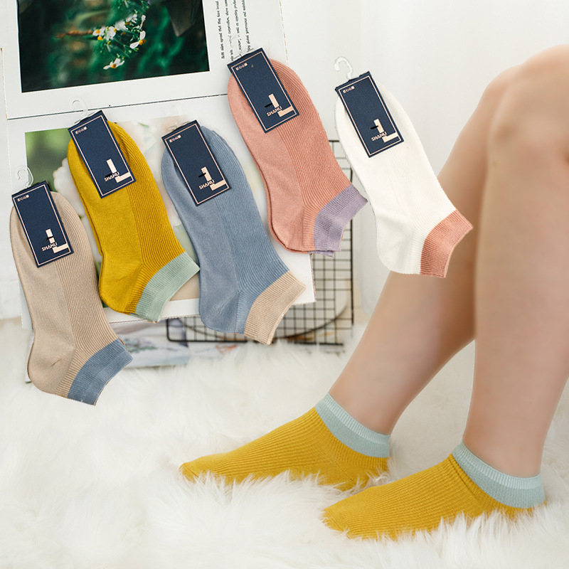 lady Socks new pattern Double needle Cotton Boat socks Shallow mouth Invisible socks Mesh Sweat ventilation Color matching Socks wholesale