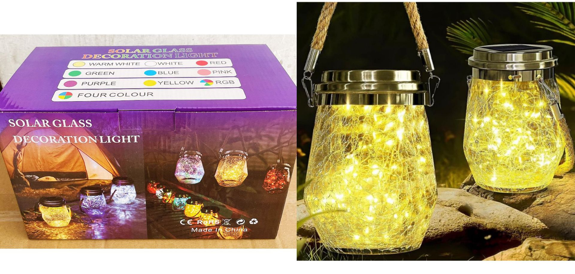 가장자리에 균열이 있는 30구슬 따뜻한 빛 상자 2팩