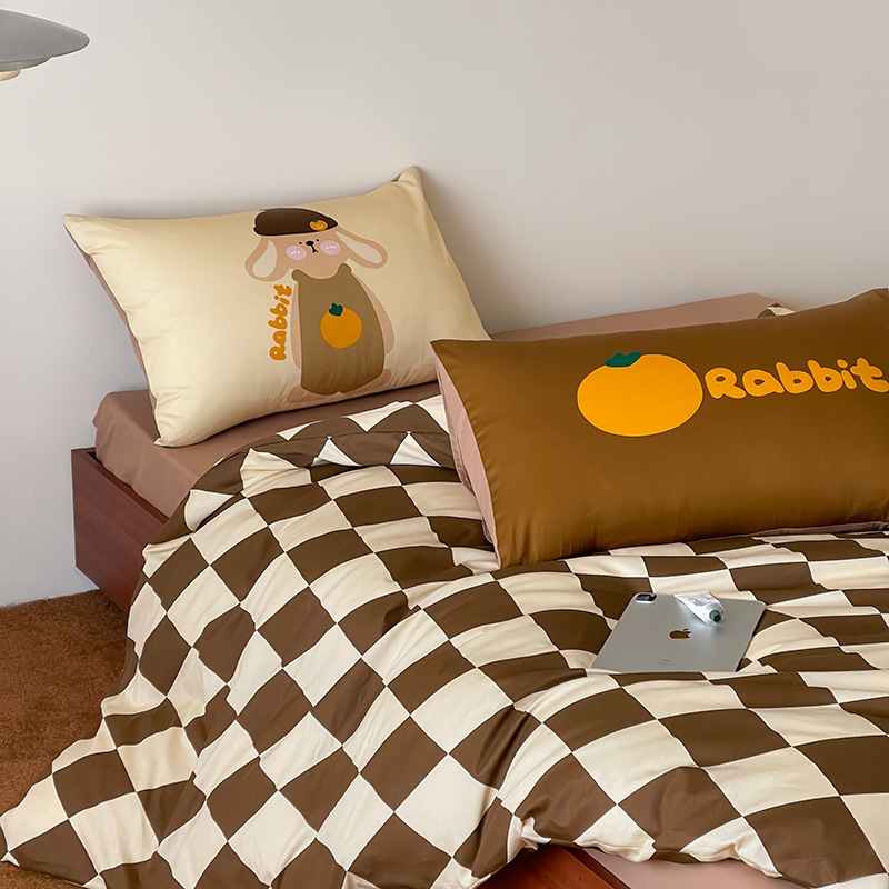 Cartoon Cotton Four-piece Bedding Set Cute Korean Style Bed Set_voghion.com