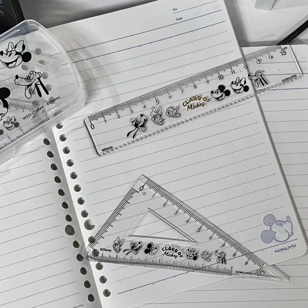 Japón KOKUYO juego de cuatro piezas de reglas de honor Mickey conjunto segunda bala Mickey vida escolar reglas transparentes