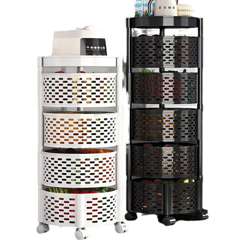 Kitchen vegetable shelf floor standing household multi-functional rotating no installation vegetable basket multi-layer fruit and vegetable storage rack