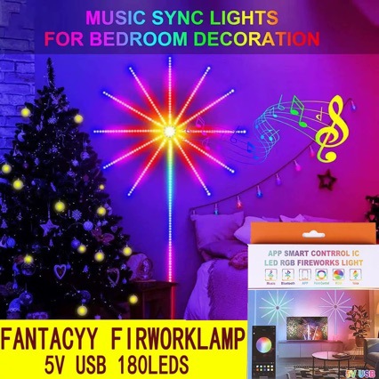 5V LED Fireworks Light with Colorful USB Low Voltage, Decorative Fireworks Light with Bluetooth App and Voice Control, Ambient Fireworks Light