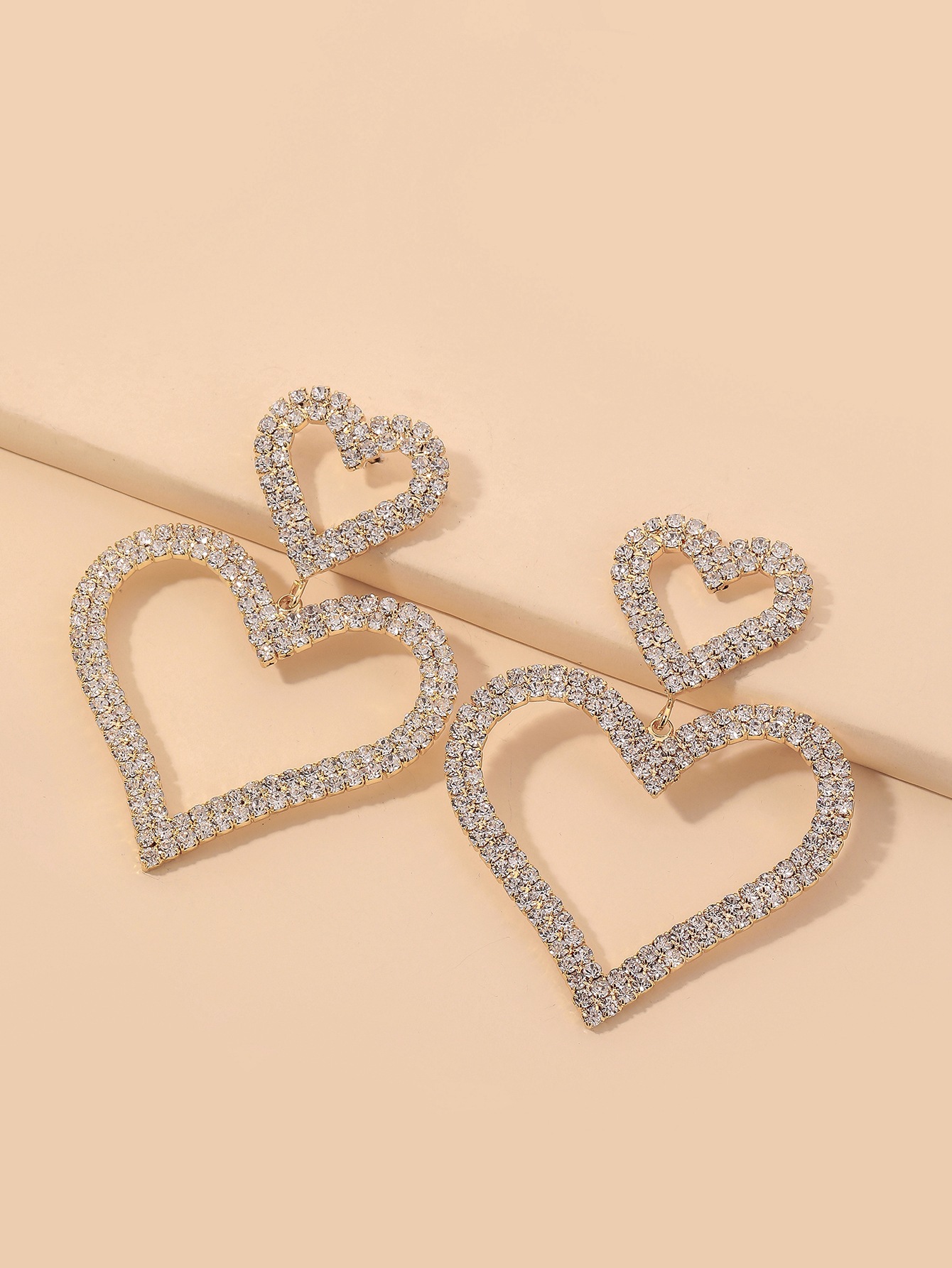 Boucles D&#39;oreilles En Forme De Coeur En Diamant Exagéré display picture 7