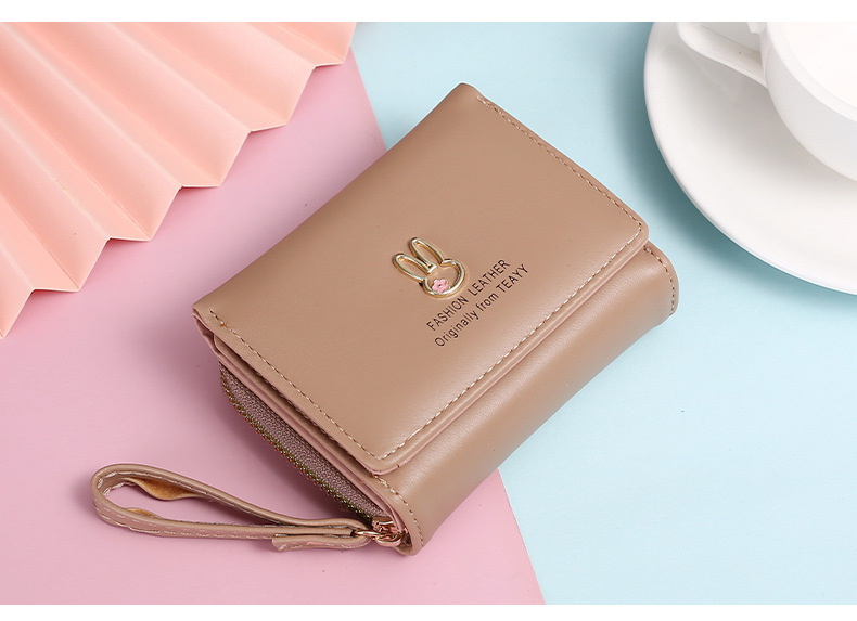 Small Wallets Bags Type 1 Piece Quantity Daily, Date Occasion Women's Rabbit Solid Color Pu Leather Side Zipper Wallets