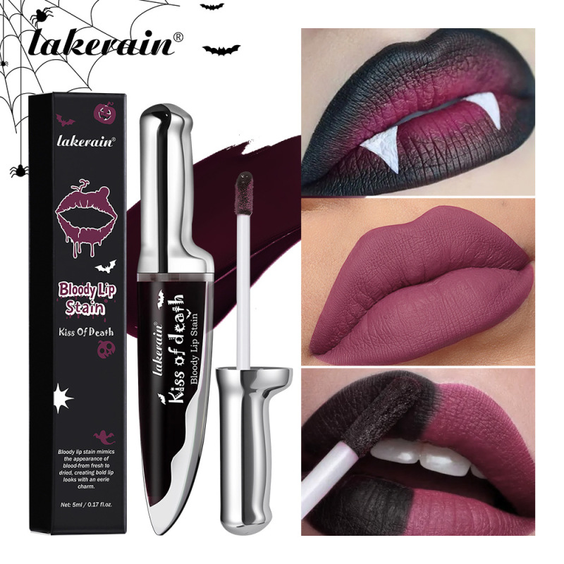 lakerain 跨境kiss of death bloody lip stain易上色不沾杯唇彩|undefined