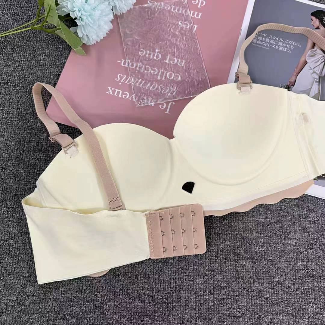 Nuevo brillante de verano sin marcas cómodas copas gruesas ropa interior sexy desnuda sensación de bra contra el pecho bra anti-prolapso
