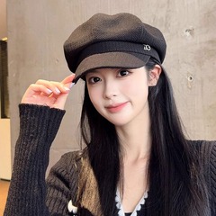 新型ネット赤ベレー帽女子秋冬英倫レトロ日焼け止め子供帽