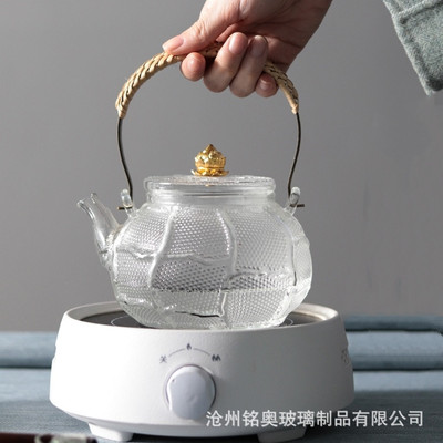 Manufactor Direct selling Lotus Hammer Glass teapot household High temperature resistance Kettle Radiant-cooker Make tea Gantry pot