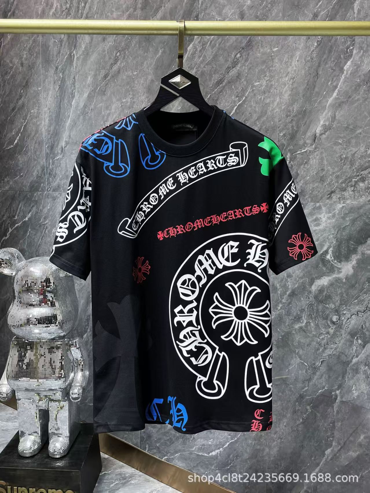 Chrome Heart 24 nuevo Crocodile de verano de moda europea y americana camiseta de manga corta para hombres y mujeres