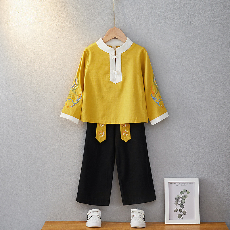 Children's clothing Long sleeve Retro Hanfu children Autumn Ethnic style Hanfu The age of Male baby kindergarten Park service Tang costume