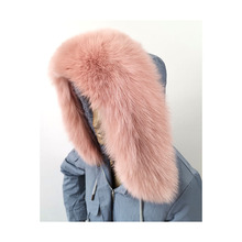 九狐粉红色 毛领子狐狸毛 支持 棉衣毛领 红色 狐狸毛领价格 中长