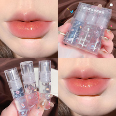 Cappuvini Cotton Candy Lip Balm Set, Glass Transparent Lip Oil Hydrating Water Glow Lip Lacquer Cross-border