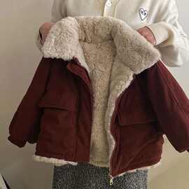 女童外套加绒秋冬款2025新款儿童洋气韩版加厚兔毛女孩网红派其他
