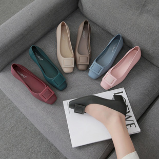 2021 Summer New Retro Square Buckle Plastic Jelly Sandals Women's Fashion Outerwear Non-Slip Thick Heel Plastic Women's Shoes