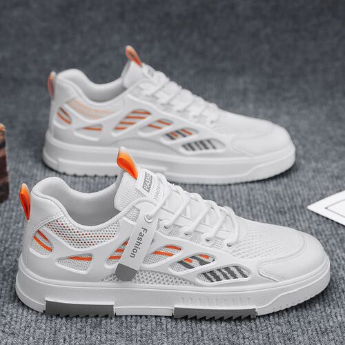 Spring 2024 new sneakers, men's trendy shoes, soft soles, comfortable and breathable, low-cut lace-up fashionable casual shoes, mesh shoes