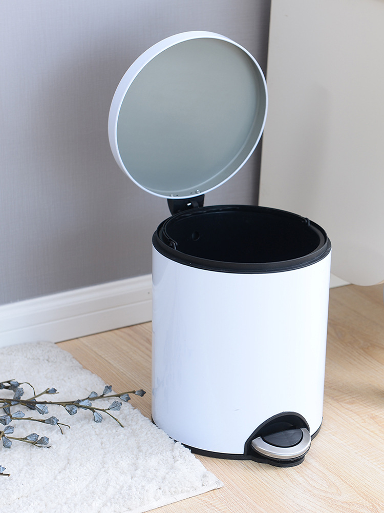 Bote de basura de acero inoxidable tipo pedal, sala de estar doméstica, dormitorio, cocina linda, baño, pie creativo, grande con tapa