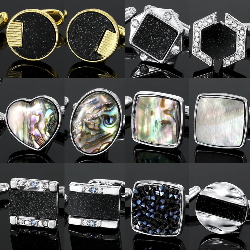 European and American Shell Color Starry Sky Cufflinks Fashion Trend Men's and Women's Business Suit French Shirt Sleeve Nail Accessories