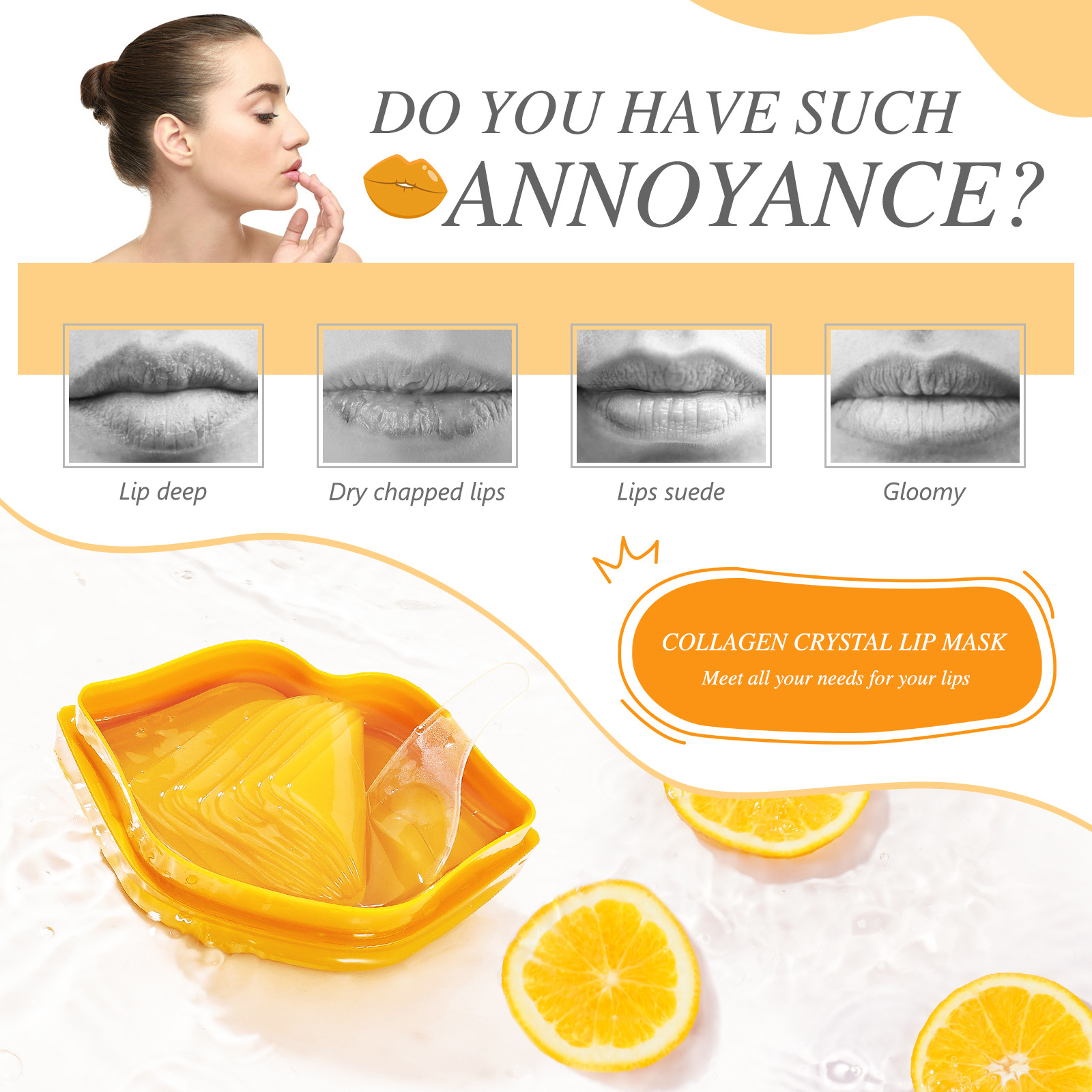 Orangenmaske SEFUDUN Sleep Fading Lip Lines, feuchtigkeitsspendend, entfernt abgestorbene Haut, feuchtigkeitsspendend und hautpflegend_voghion.com