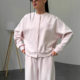 2025 New Casual Suit Women's Pink Embroidered Casual Sports Button Cardigan Jacket Straight Pants Two-Piece Set