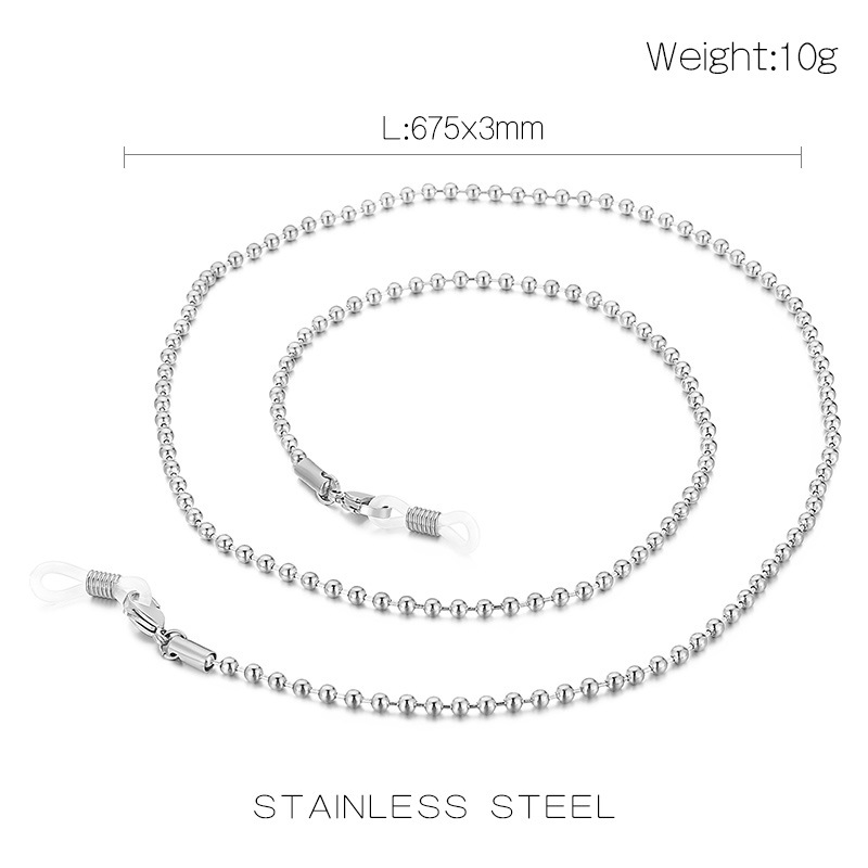 10g Weight Glasses Chain Classification 304 Stainless Steel Material Adults Gender European And American Trend Titanium Steel Sunglasses Glasses Anti-skid Beads Chain Jewelry 无