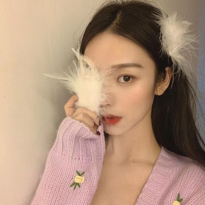 흰색 Xianqi 손바닥 모양의 머리핀 쌍