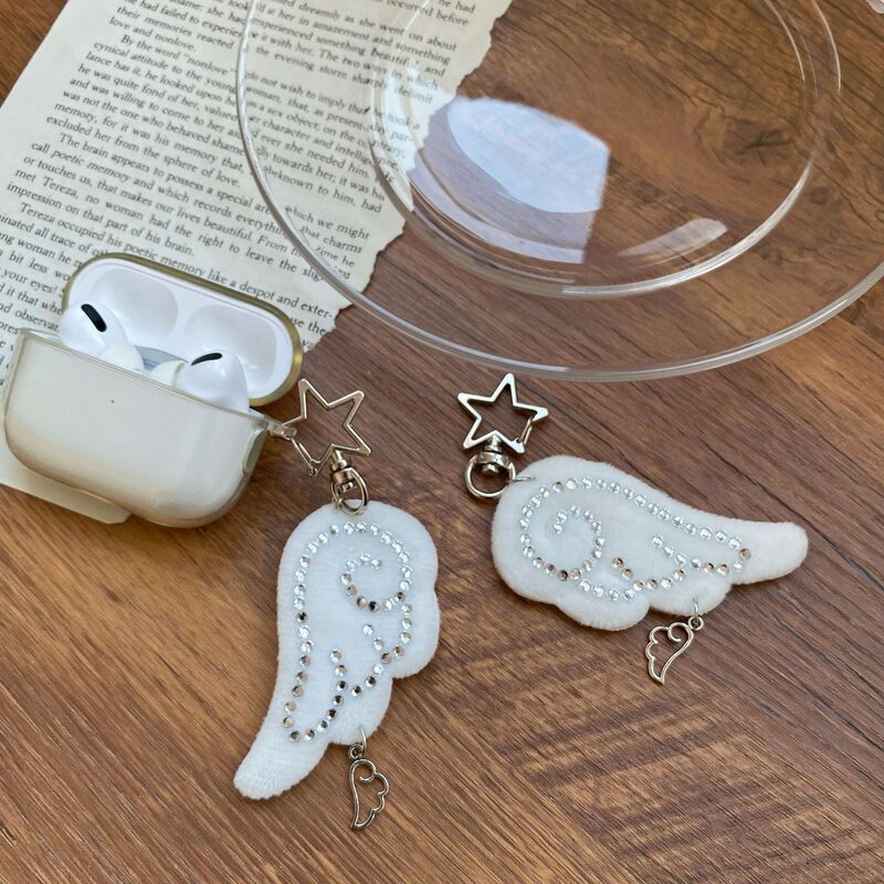 Fabric Rhinestone Wings Retro Y2K Vintage Japanese Style Keychain Angel Wings Bag Pendant Ins Style