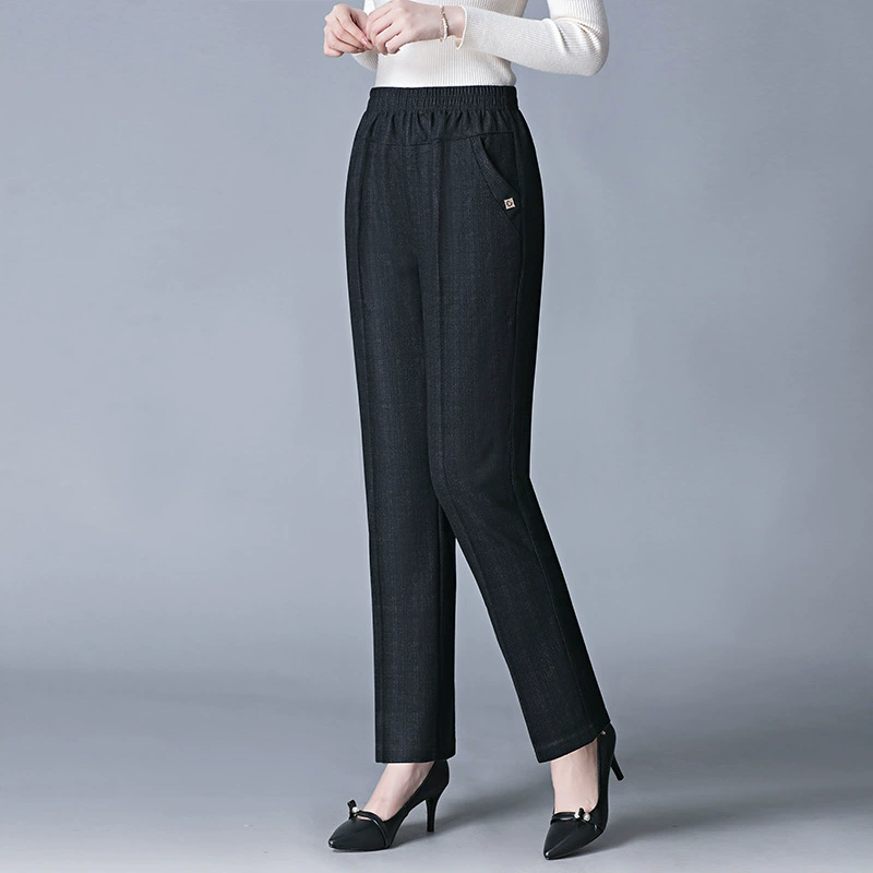 Осенне-зимние штаны на флисовой подкладке для мам среднего возраста, женские Узкие повседневные брюки среднего и пожилого возраста осень и зима Новые брюки