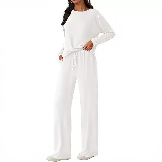 欧美跨境女士休闲时尚套装圆领长袖搭配卫裤女士舒适套装