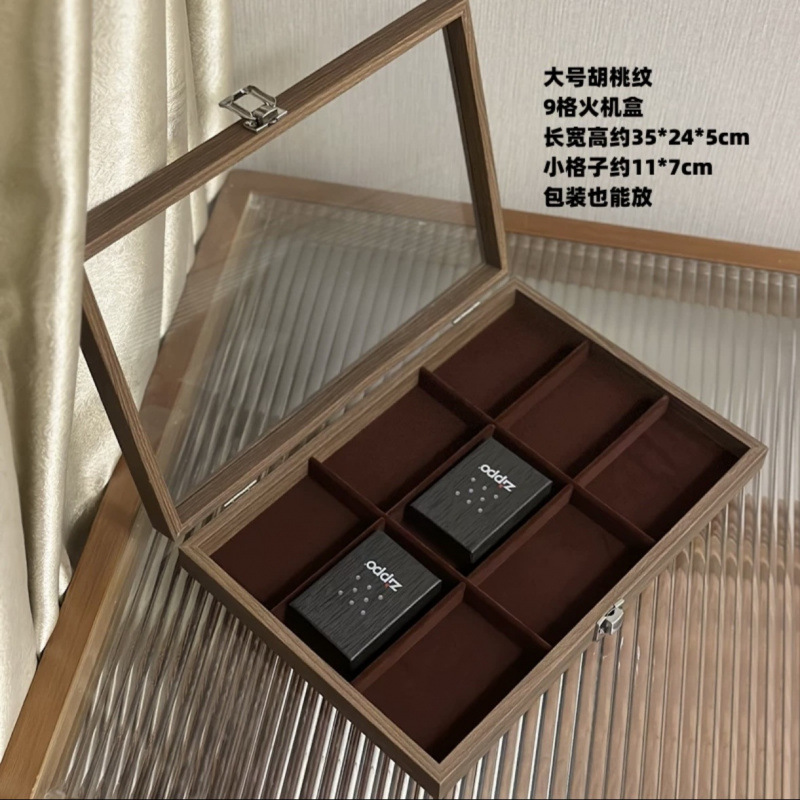 zippo打火机收纳盒火机展示架收藏盒子展览透明带盖防尘大容分区|undefined
