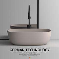 Artistic high-end console washbasin face basin single hand wash basin balcony wash basin elliptical ceramic basin matte khaki color