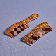 同款 黑金檀木梳子 長發按摩家用檀木蝴蝶描金梳男女禮物