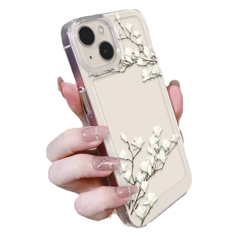Ins Ancient Flower iPhone15 funda para teléfono móvil 14pro Apple 13 transparente 12 femenino xsmax nicho xr femenino 16