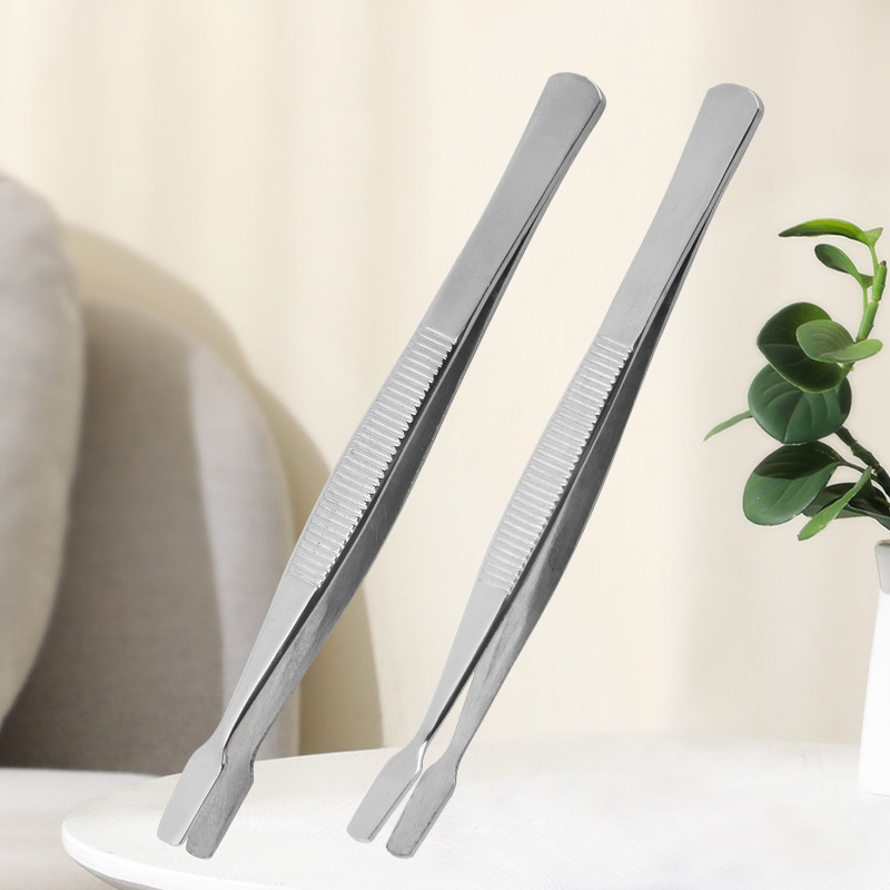 厂家批发不锈钢平头镊子宽口邮票夹纸张夹取摄子手工工具夹