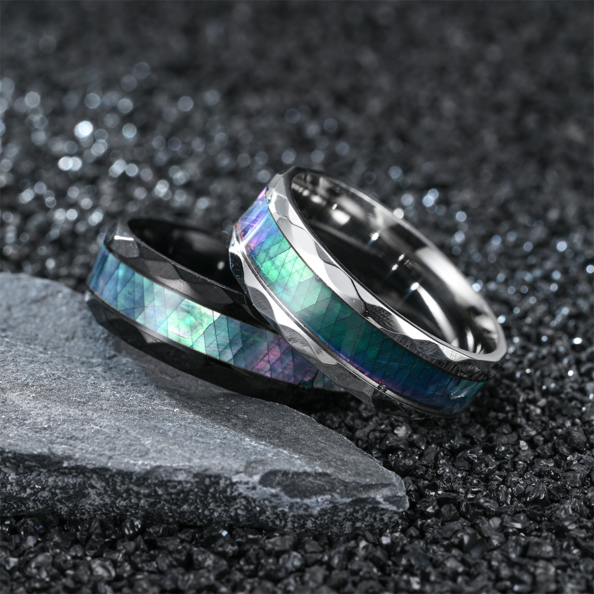 Rhombus Pattern Fashion Rhombus Stainless Steel Plating Rings 1 Piece