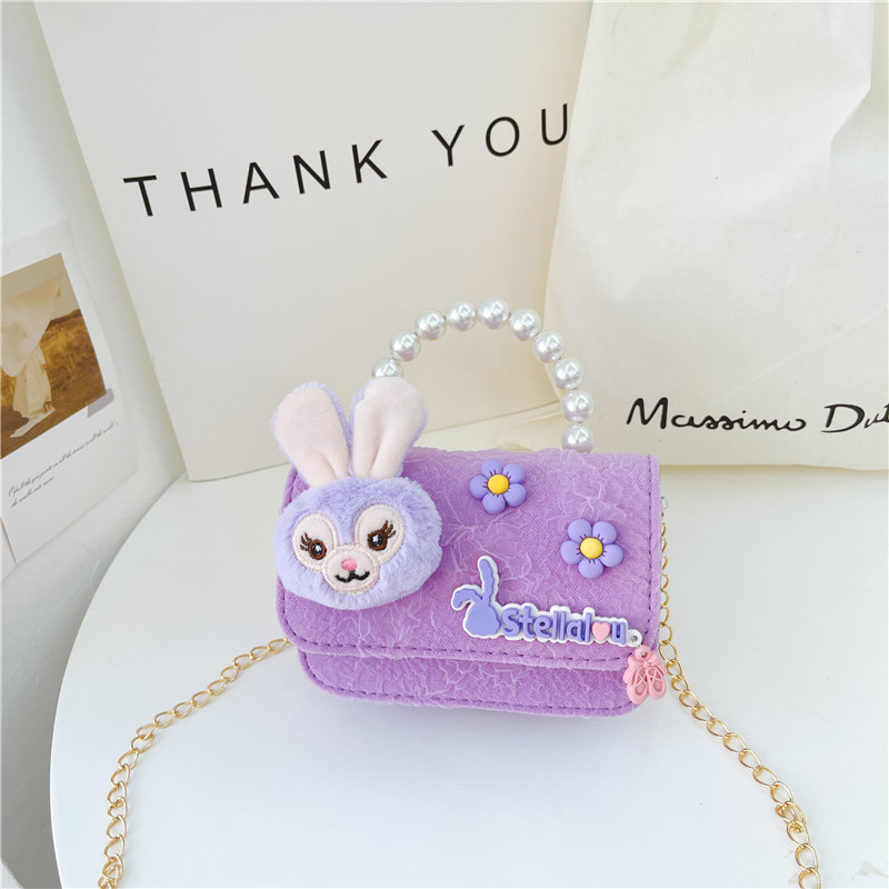 Nuevo en línea rojo perla portátil bolso de los niños lindo suave lindo dibujos animados moda mensajero bolsa niña estilo occidental bolso de hombro