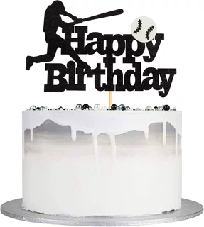 厂家直销跨境生日派对蛋糕装饰棒球生日插旗happy birthday插件