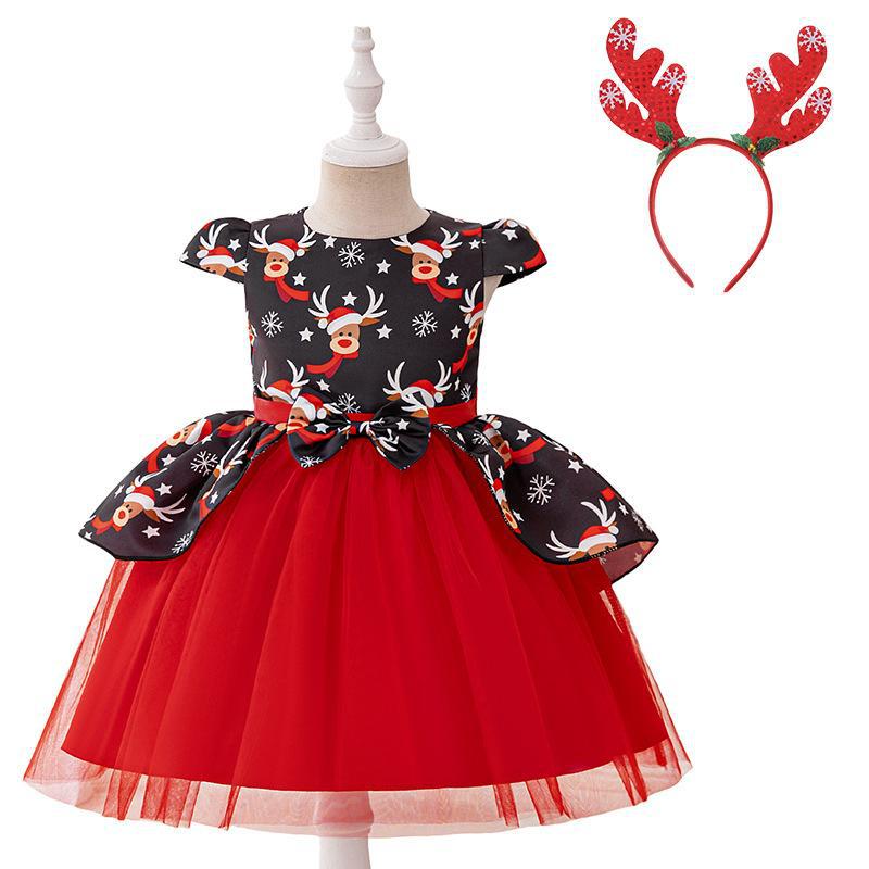 Amazonas vestidos de niñas vestidos de Papá Noel vestidos de niños espectáculo de fiesta flocos de nieve vestido de princesa rojo verde