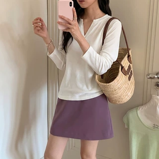 YOUYE 十三行2026秋季新款女装高级感正肩上衣女韩系v领长袖T恤