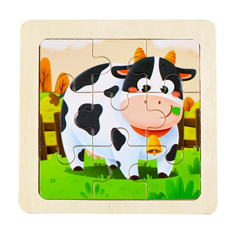 Fábrica directa de niños pequeños 9 piezas de dibujos animados de madera plano rompecabezas puzzle puzzle juguetes de educación temprana para bebés image 38
