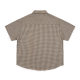 Summer American Style Trendy Brand Stitching Plaid Double-sided Graffiti Wear Short-sleeved Shirt Men's Hip-hop Street Cut-off Hem Shirt