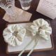 New spring and summer bean paste green fresh floral large intestine hair ring cotton bow ribbon girl hair rope headdress for women